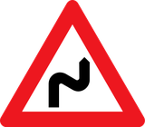 Warning for a double curve, first right then left.