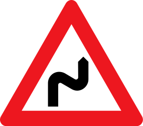 Warning for a double curve, first right then left.