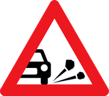 Warning for loose chippings on the road surface.