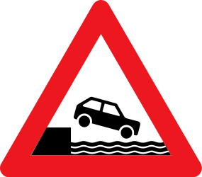 Warning for a quayside or riverbank.