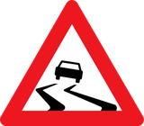 Warning for a slippery road surface.