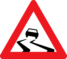 Warning for a slippery road surface.