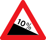 Warning for a steep descent.