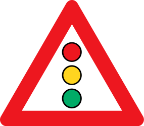 Warning for traffic lights ahead.