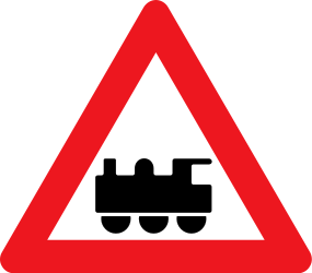 Warning for a railway crossing without barriers.