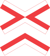 Warning for a railway crossing with two or more tracks.
