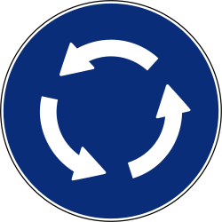 Mandatory roundabout direction.