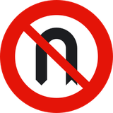 Turning around prohibited (U-turn).
