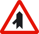 Warning for merging traffic from the left.
