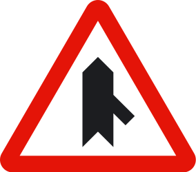 Warning for merging traffic from the right.