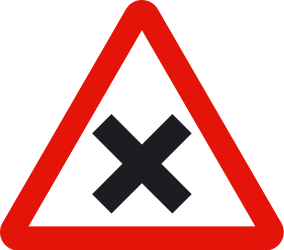 Warning for an uncontrolled crossroad.