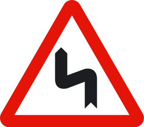Warning for a double curve, first left then right.