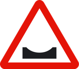 Warning for a dip in the road.