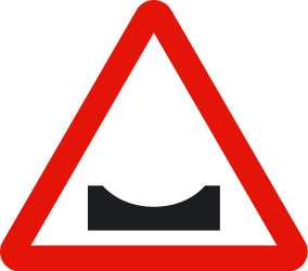 Warning for a dip in the road.