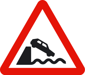 Warning for a quayside or riverbank.