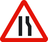 Warning for a road narrowing on the right.