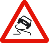 Warning for a slippery road surface.