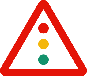 Warning for traffic lights ahead.