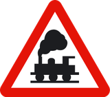 Warning for a railway crossing without barriers.