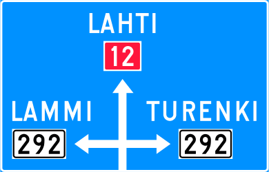 Esquema de intersección, direcciones y destinos.