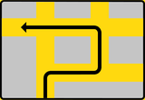 Route to be followed in order to turn left.