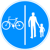 Mandatory divided pedestrian and cycle path.