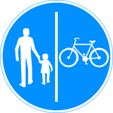 Mandatory divided pedestrian and cycle path.