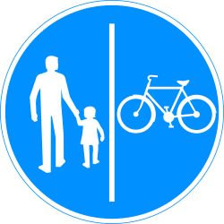Via dividida obrigatória para peões e ciclistas.