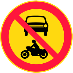 Motociclos e automóveis proibidos.