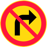 Turning right prohibited.