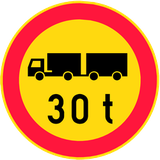 Trucks with trailer heavier than indicated prohibited.
