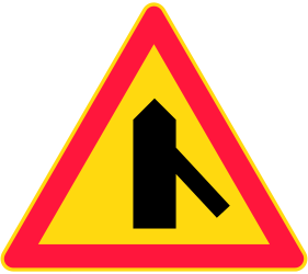 Warning for merging traffic from the right.