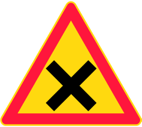 Warning for an uncontrolled crossroad.