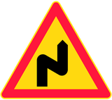 Warning for a double curve, first right then left.