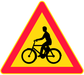 Warning for cyclists.