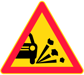 Warning for loose chippings on the road surface.
