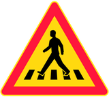 Warning for a pedestrian crossing.
