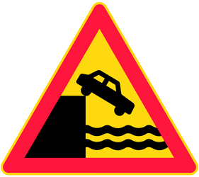 Warning for a quayside or riverbank.