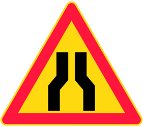 Warning for a road narrowing.
