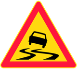 Warning for a slippery road surface.