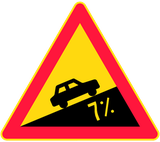 Warning for a steep ascent.