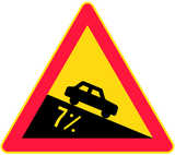 Warning for a steep descent.