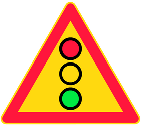 Warning for traffic lights ahead.