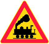 Warning for a railway crossing without barriers.
