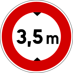 Fahrzeuge über angegebener Höhe verboten.