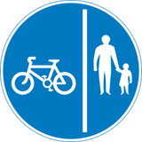 Via dividida obrigatória para peões e ciclistas.