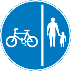 Via dividida obrigatória para peões e ciclistas.