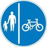 Via dividida obrigatória para peões e ciclistas.