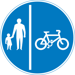 Via dividida obrigatória para peões e ciclistas.