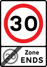 Fim de zona com limite de velocidade.